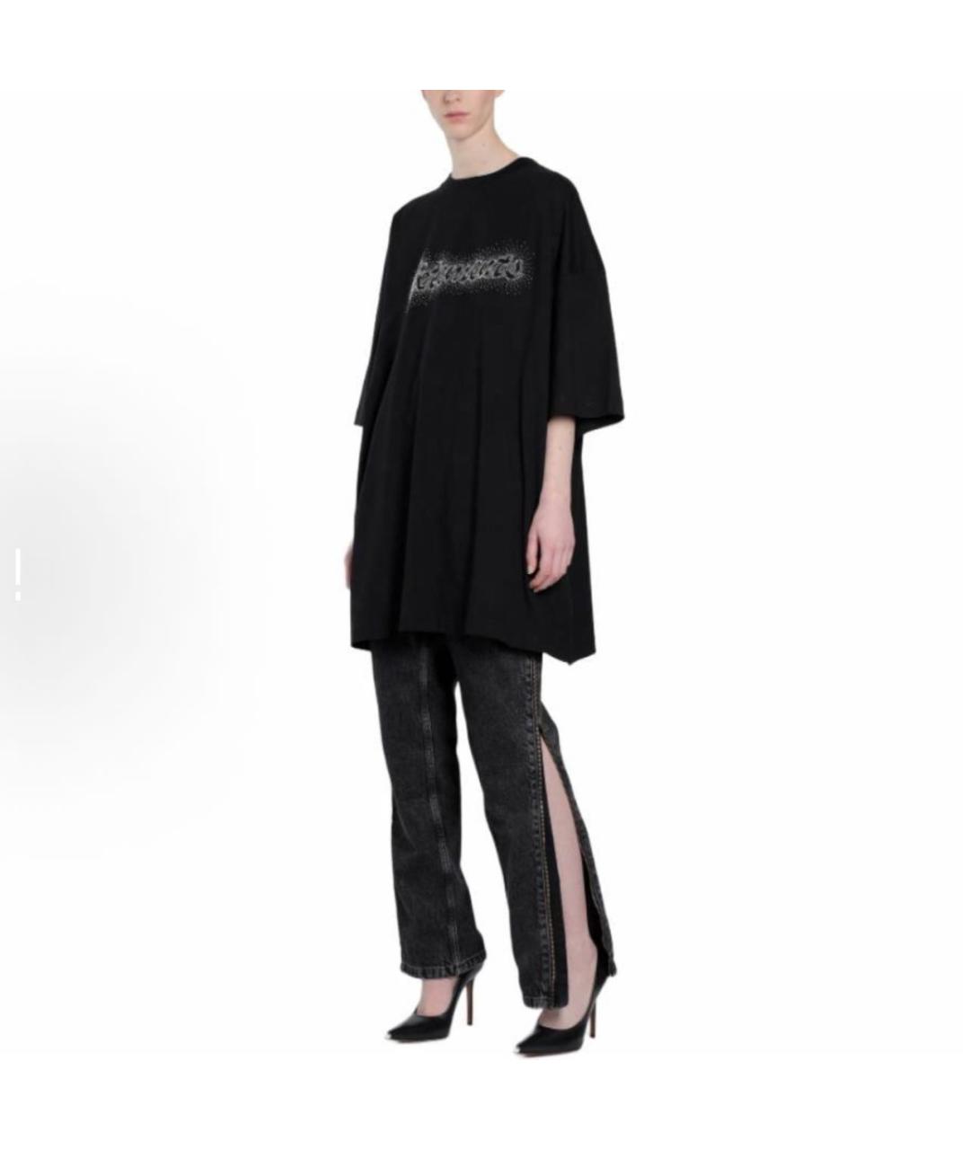 VETEMENTS Черная хлопковая футболка, фото 5