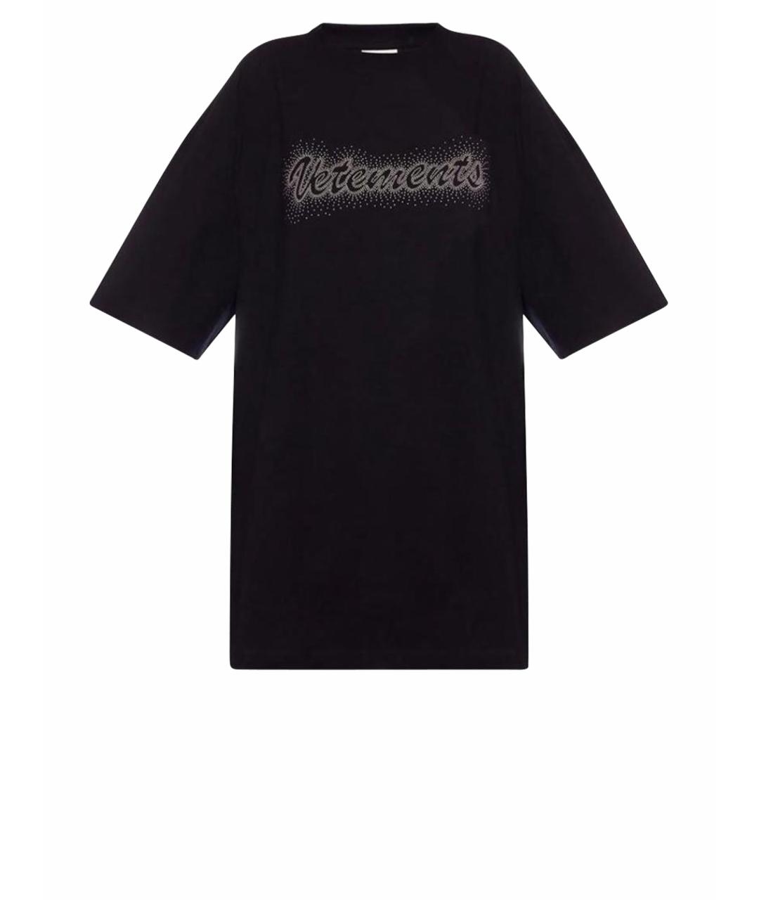 VETEMENTS Черная хлопковая футболка, фото 1