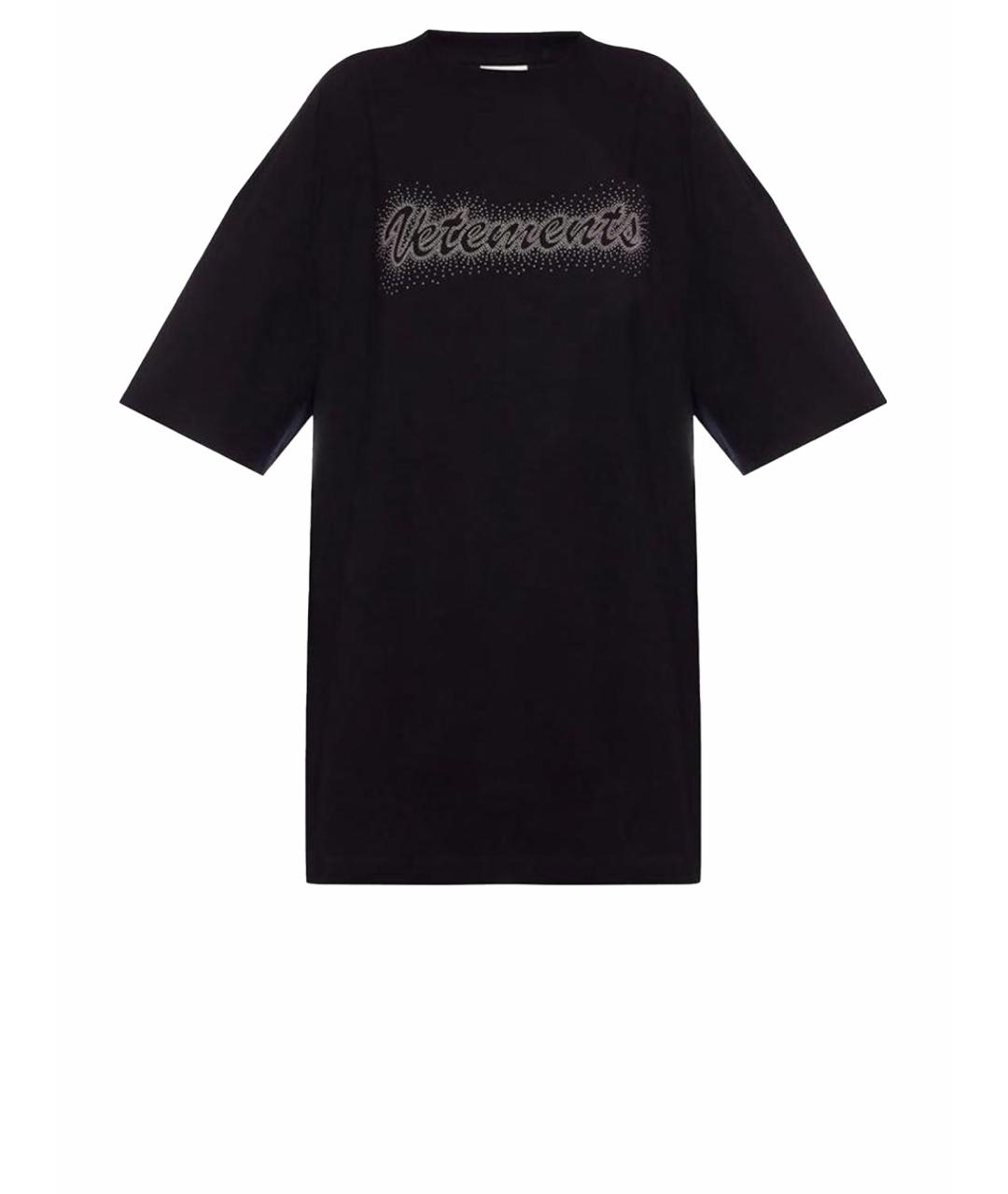 VETEMENTS Черная хлопковая футболка, фото 7