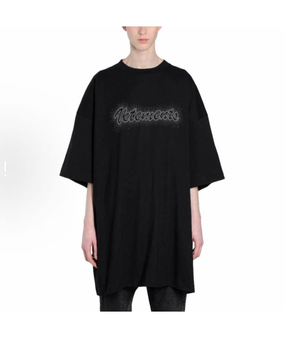 VETEMENTS Черная хлопковая футболка, фото 3