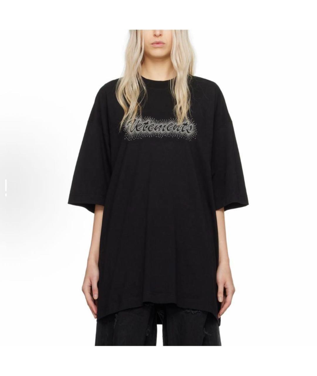 VETEMENTS Черная хлопковая футболка, фото 2