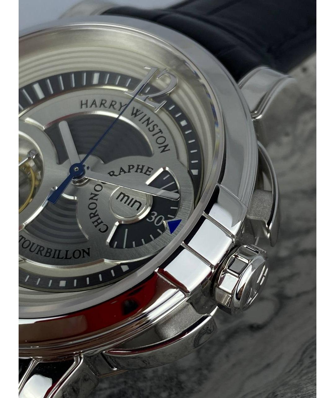 Harry Winston Черные часы из белого золота, фото 4