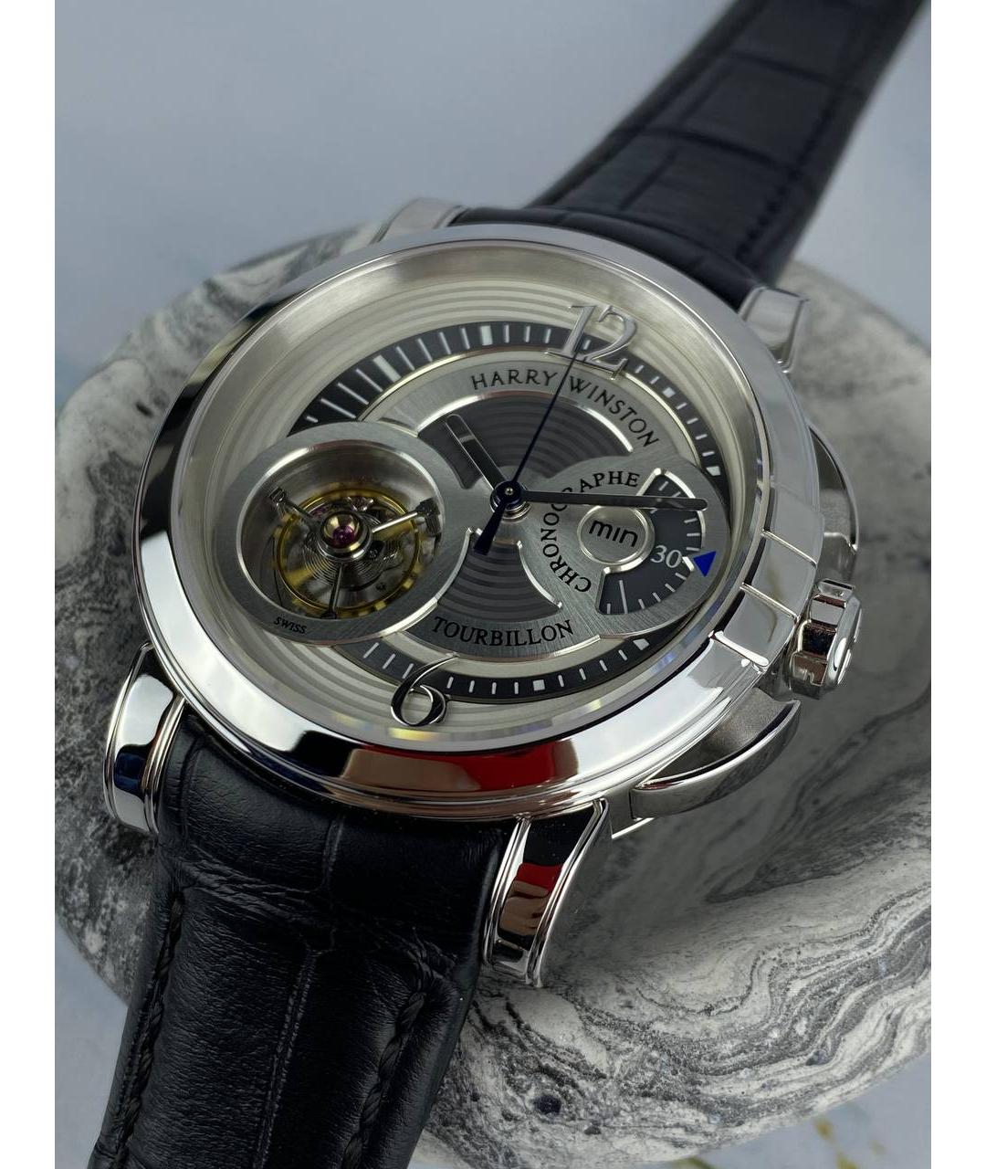 Harry Winston Черные часы из белого золота, фото 2