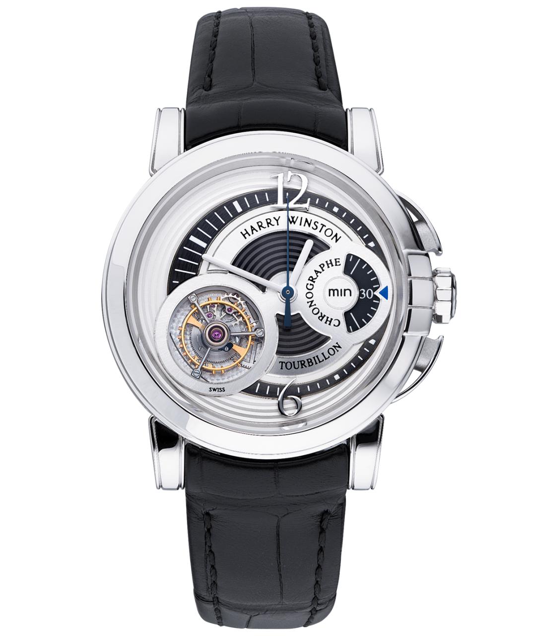 Harry Winston Черные часы из белого золота, фото 10