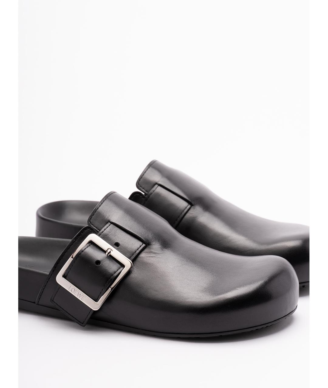 LOEWE Черные кожаные сабо, фото 5