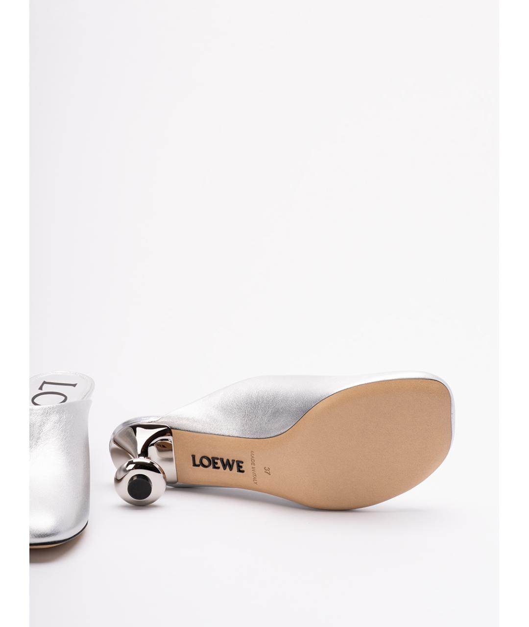 LOEWE Серебряные кожаные мюли, фото 4