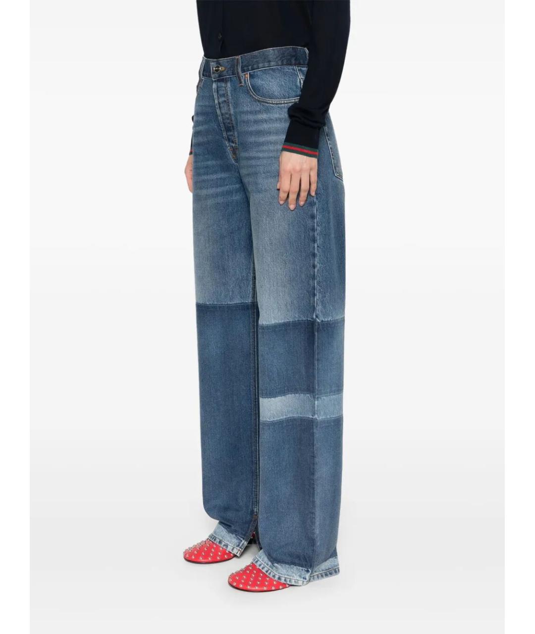 GUCCI Голубые хлопковые прямые джинсы, фото 4