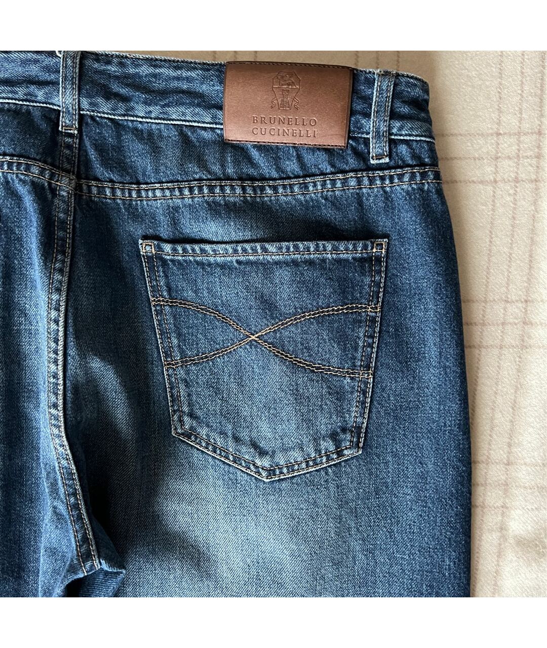 BRUNELLO CUCINELLI Синие хлопковые прямые джинсы, фото 6
