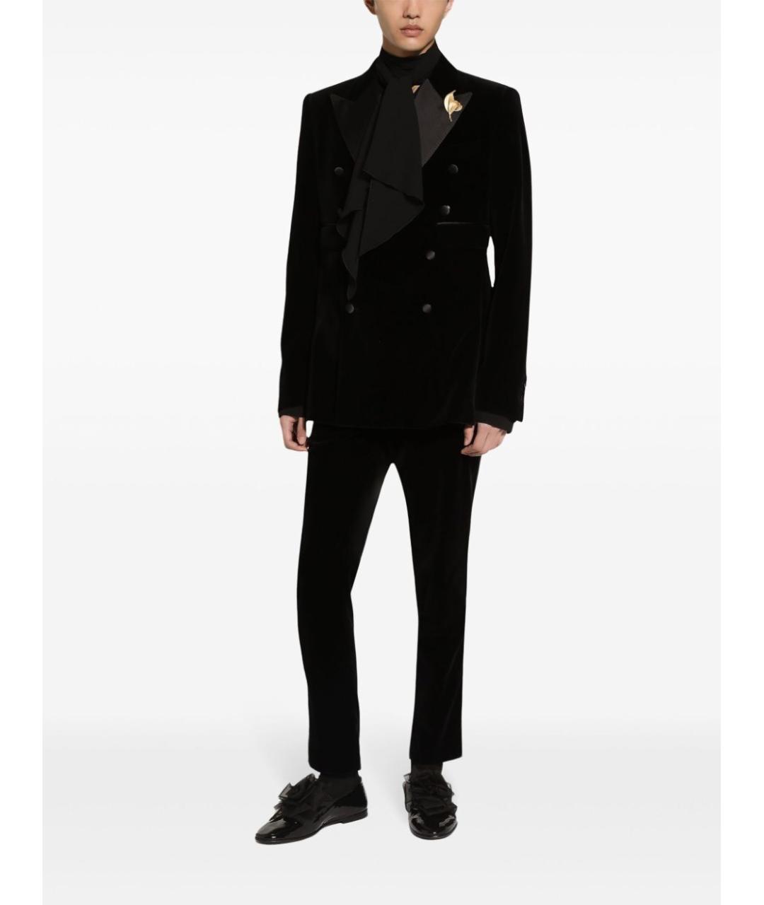 DOLCE&GABBANA Черные бархатные классические брюки, фото 2