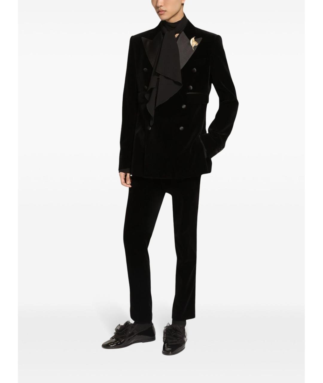 DOLCE&GABBANA Черные бархатные классические брюки, фото 3