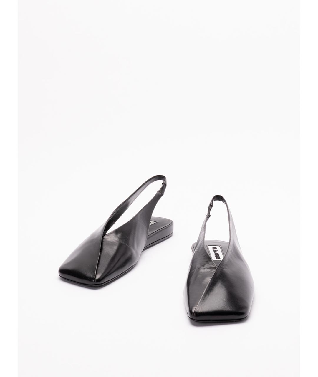 JIL SANDER Черные кожаные балетки, фото 2