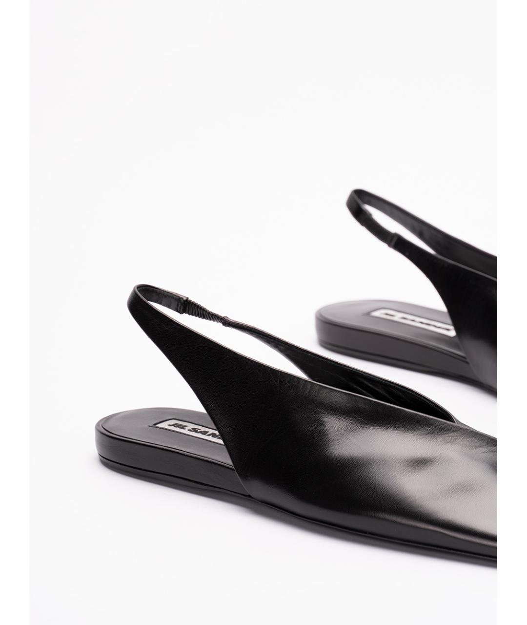 JIL SANDER Черные кожаные балетки, фото 5
