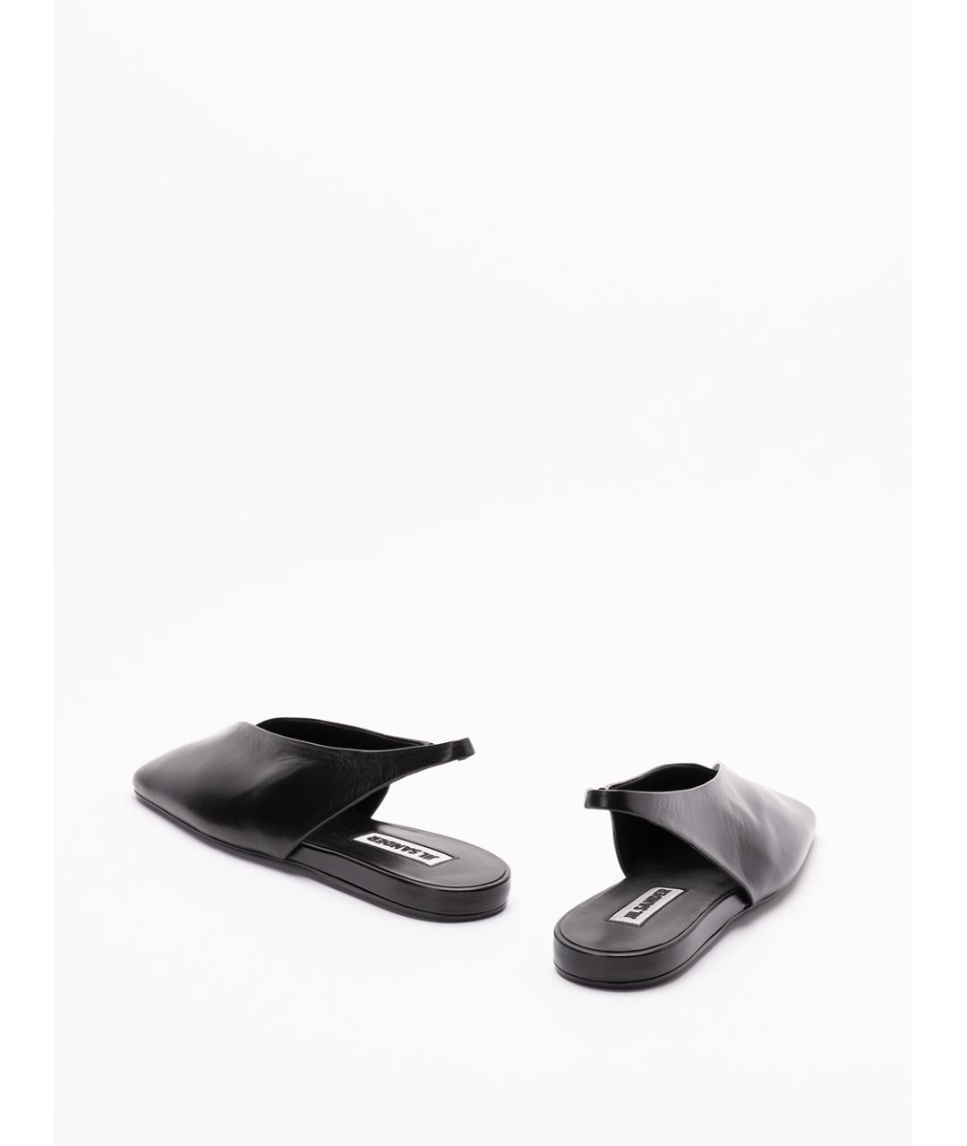 JIL SANDER Черные кожаные балетки, фото 3