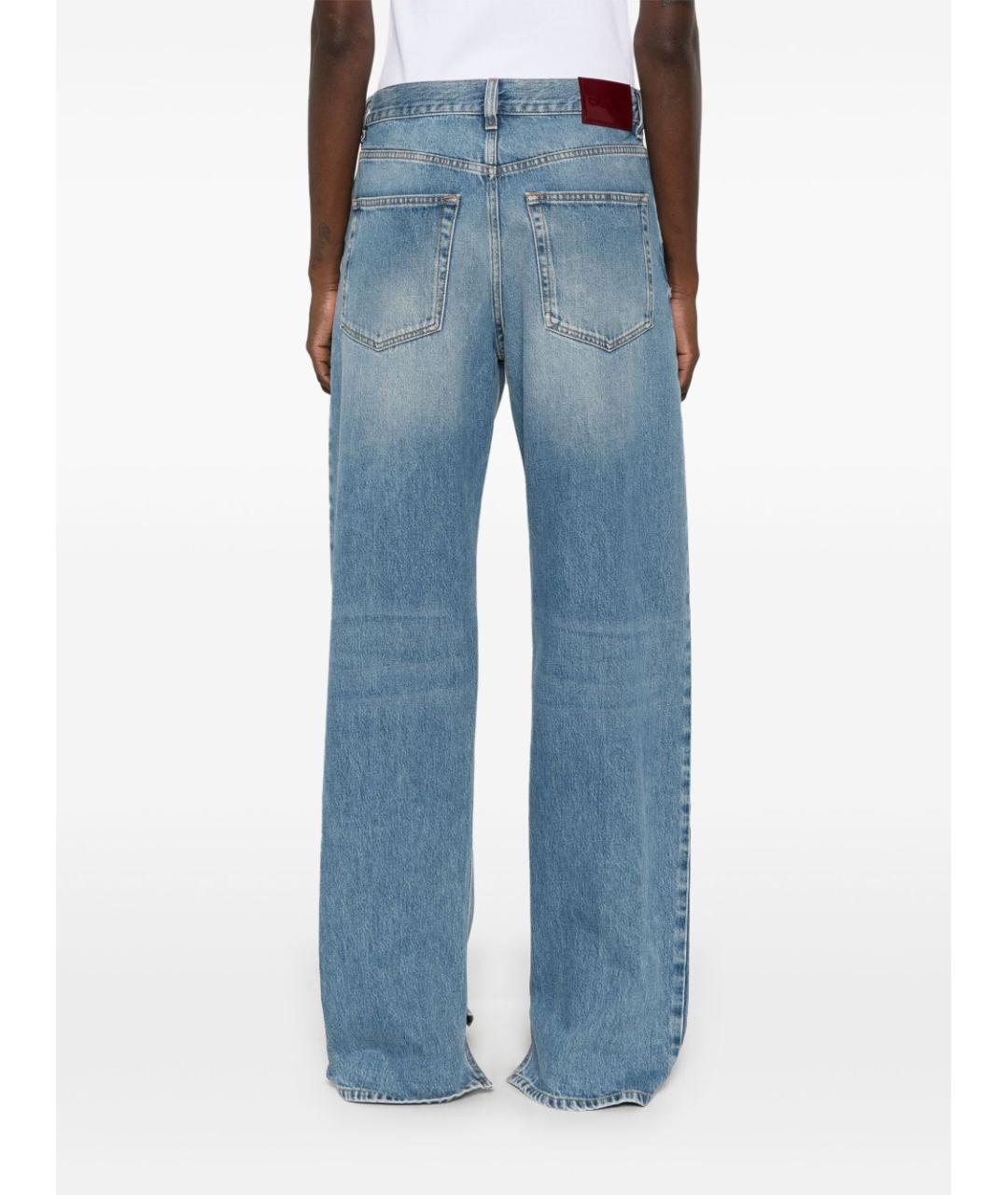 GUCCI Голубые хлопковые прямые джинсы, фото 3