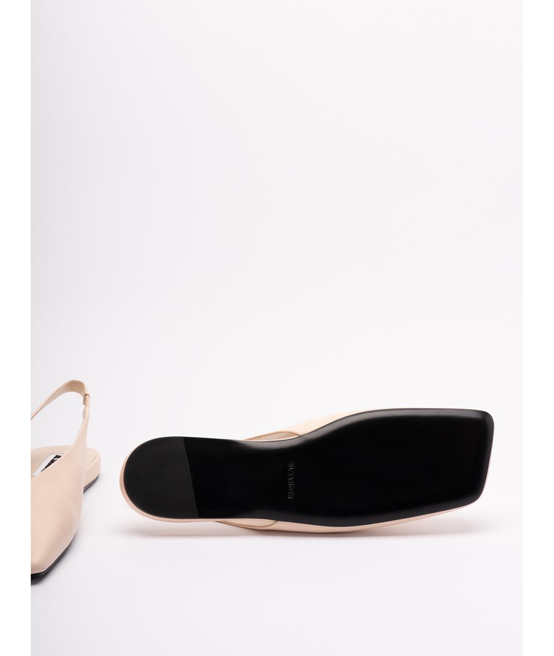 JIL SANDER Бежевые кожаные балетки, фото 4