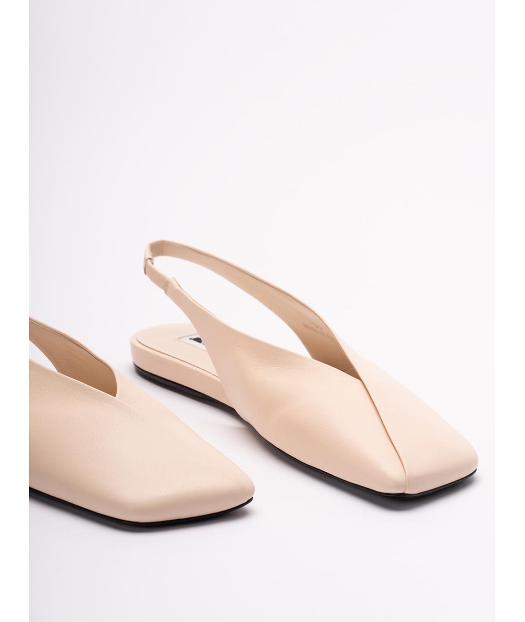 JIL SANDER Бежевые кожаные балетки, фото 5