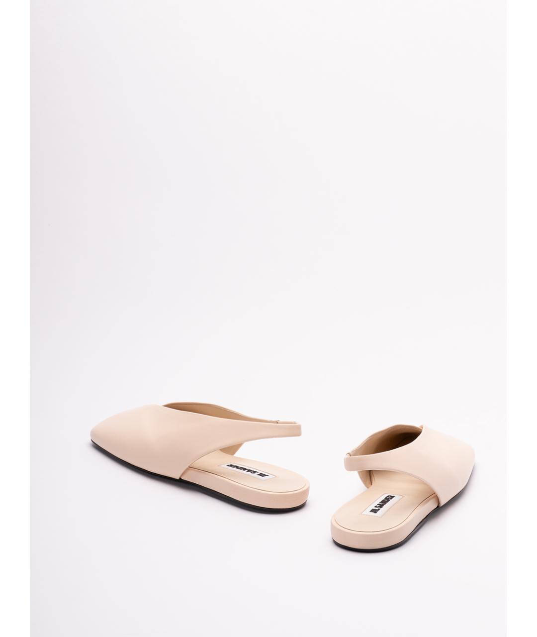 JIL SANDER Бежевые кожаные балетки, фото 3