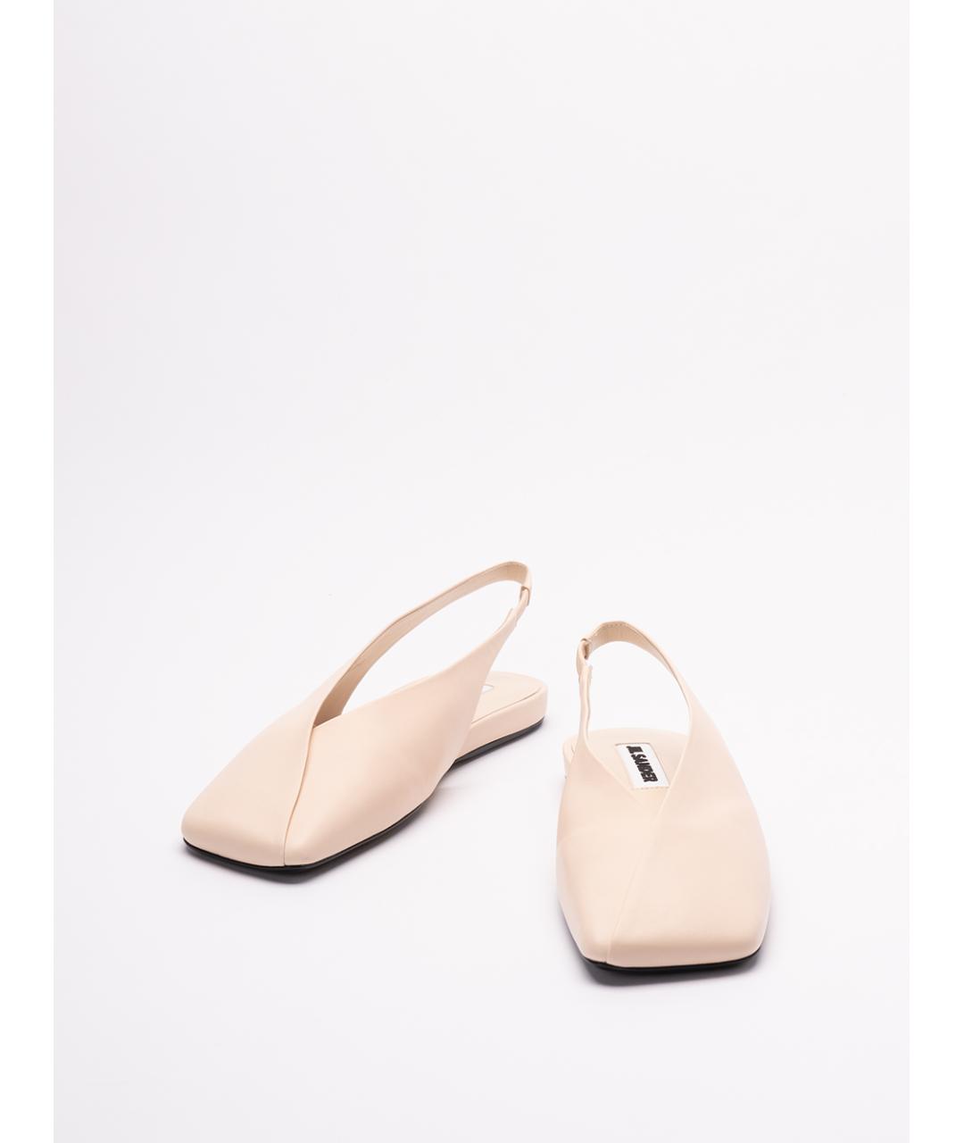 JIL SANDER Бежевые кожаные балетки, фото 2