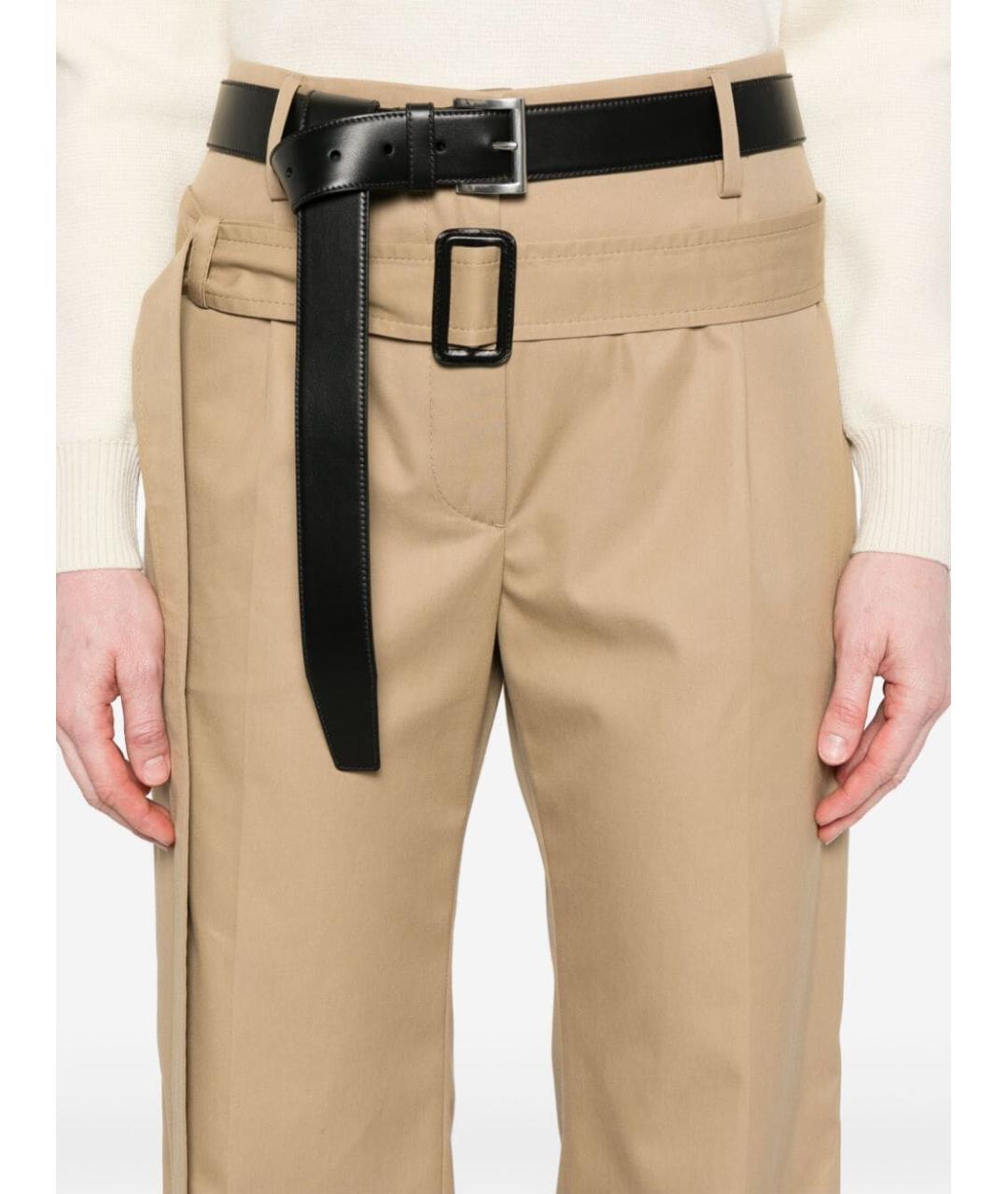 PRADA Бежевые хлопковые прямые брюки, фото 4
