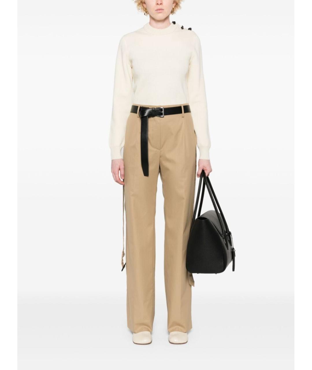 PRADA Бежевые хлопковые прямые брюки, фото 2