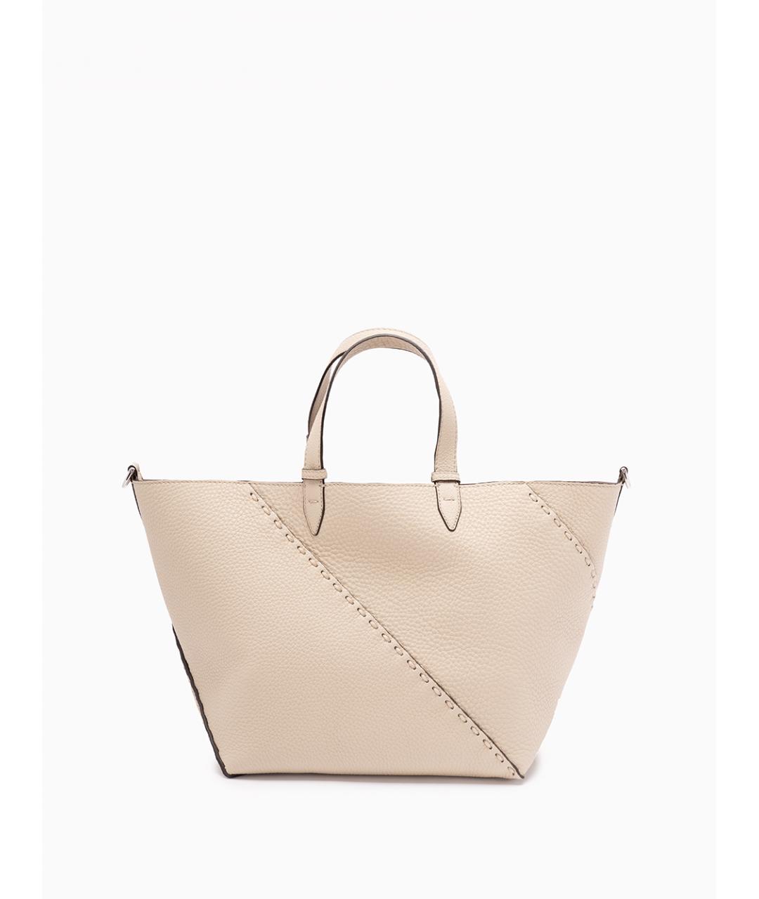 FENDI Бежевая кожаная сумка тоут, фото 2