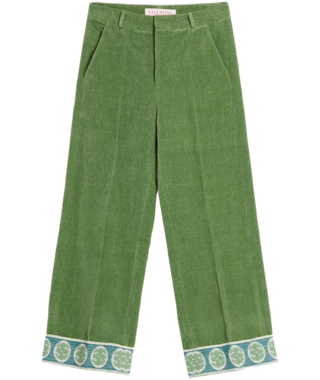 VALENTINO Зеленые хлопковые повседневные брюки, фото 1