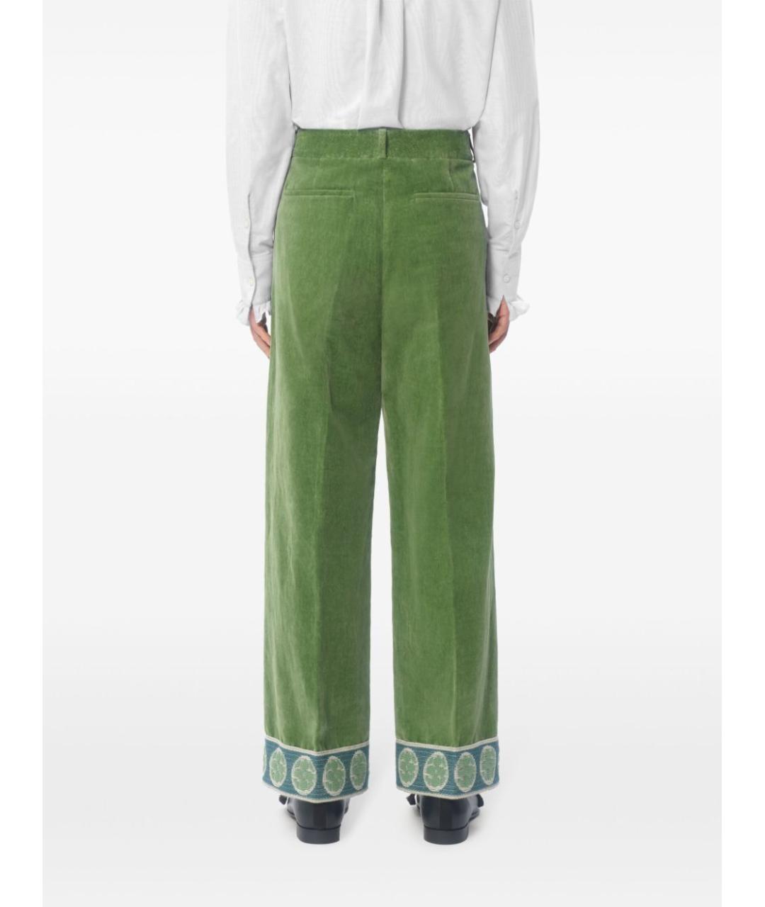 VALENTINO Зеленые хлопковые повседневные брюки, фото 4