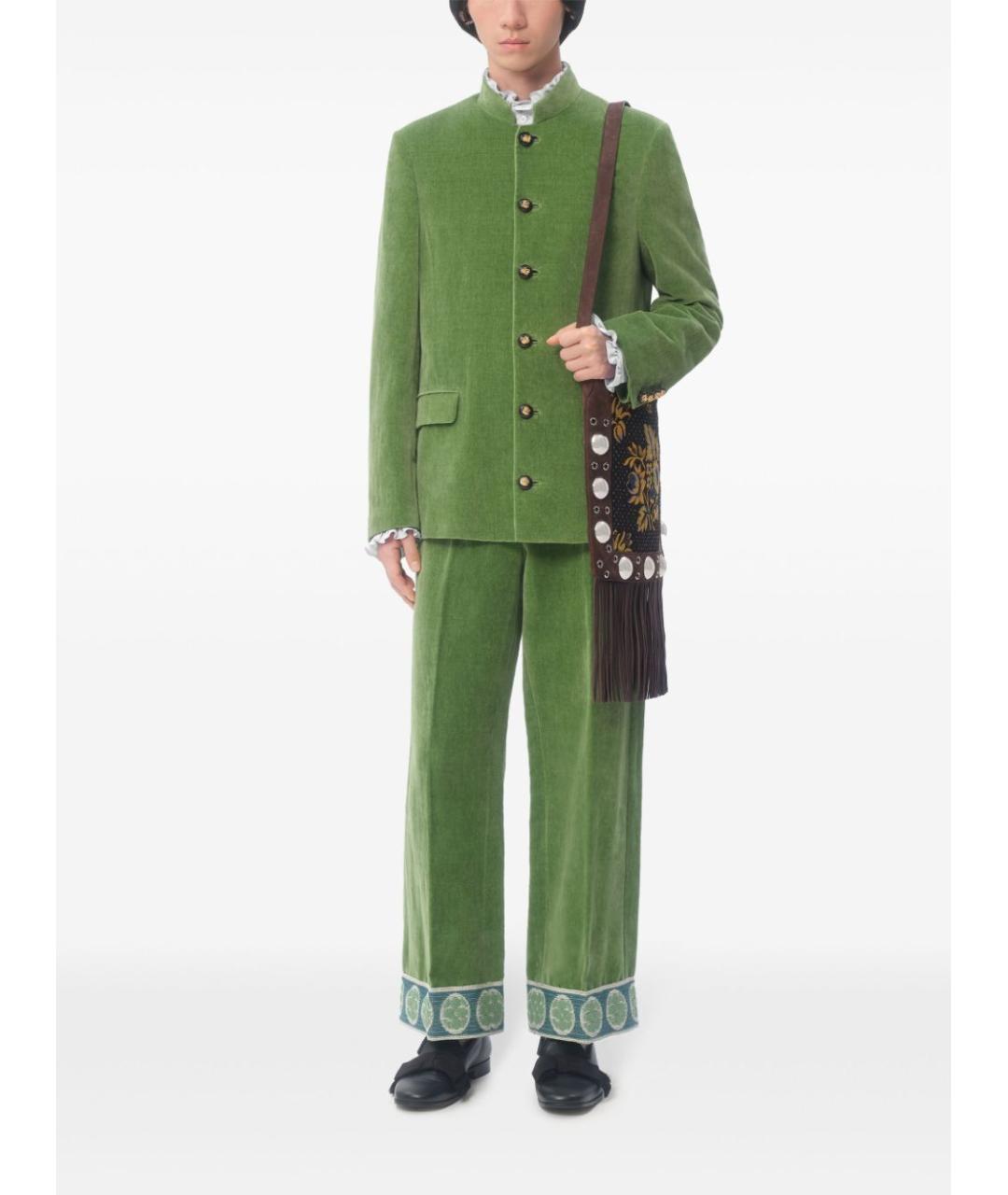 VALENTINO Зеленые хлопковые повседневные брюки, фото 2