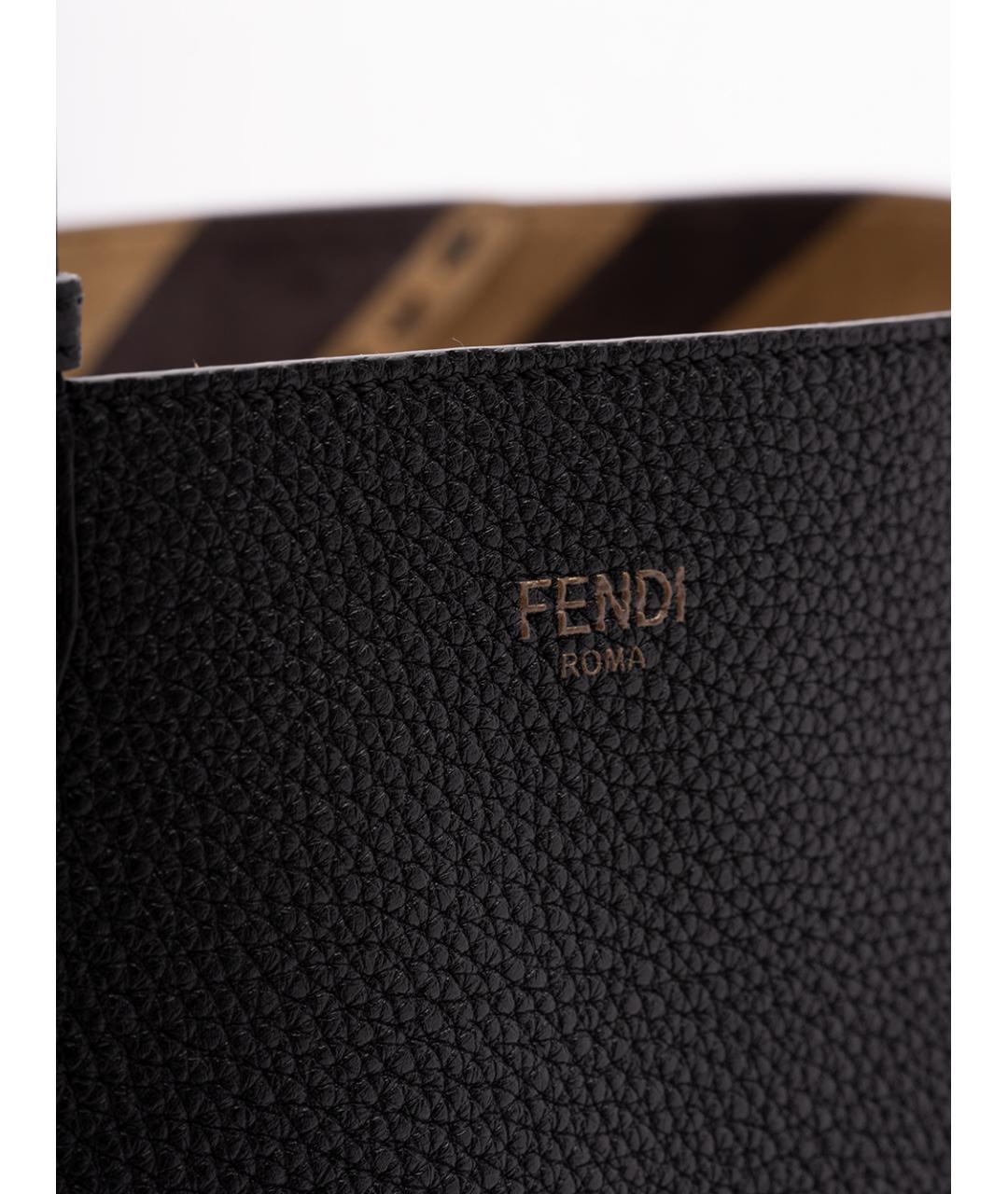FENDI Черная кожаная сумка тоут, фото 4