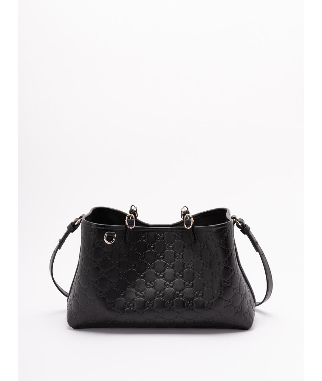 GUCCI Черная кожаная сумка тоут, фото 3
