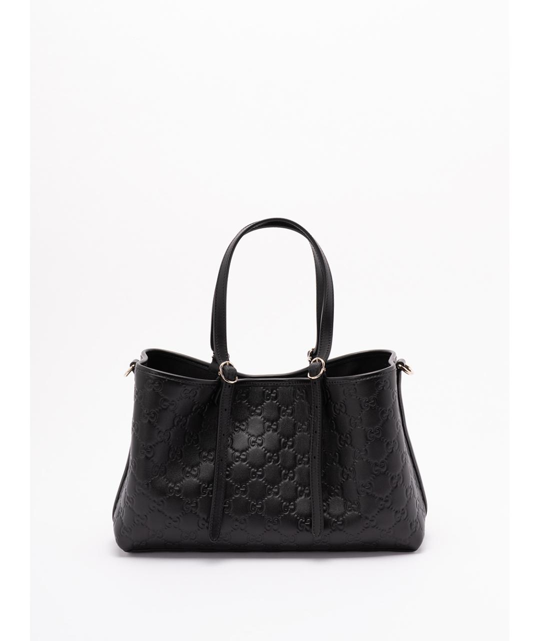 GUCCI Черная кожаная сумка тоут, фото 2