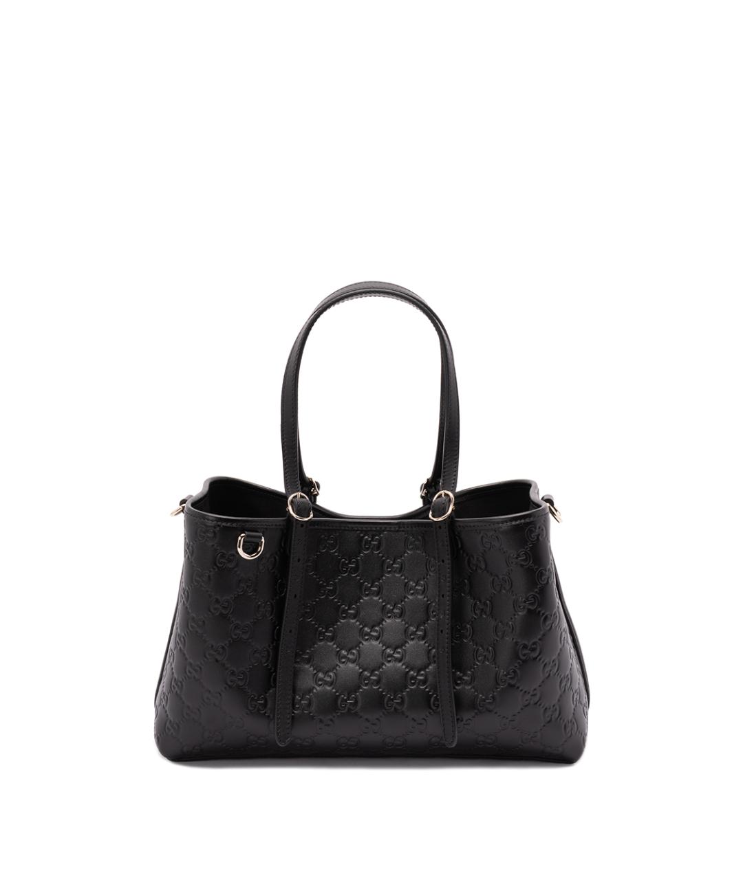 GUCCI Черная кожаная сумка тоут, фото 1