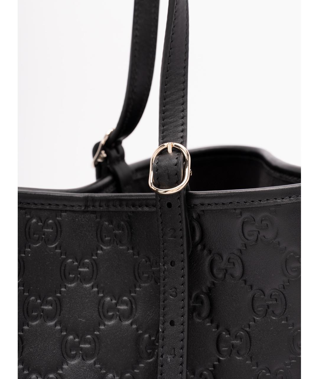 GUCCI Черная кожаная сумка тоут, фото 5