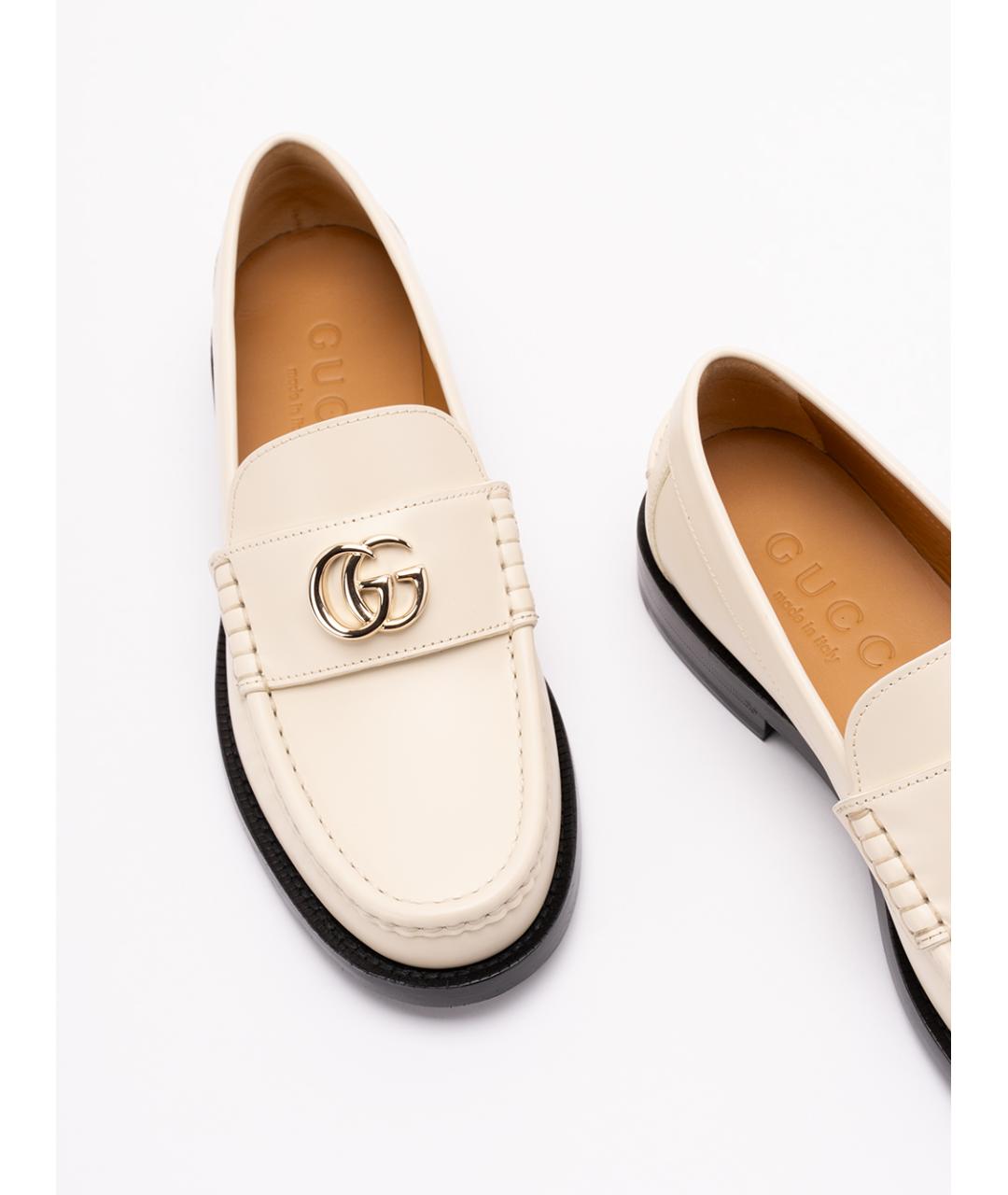 GUCCI Бежевые кожаные лоферы, фото 5