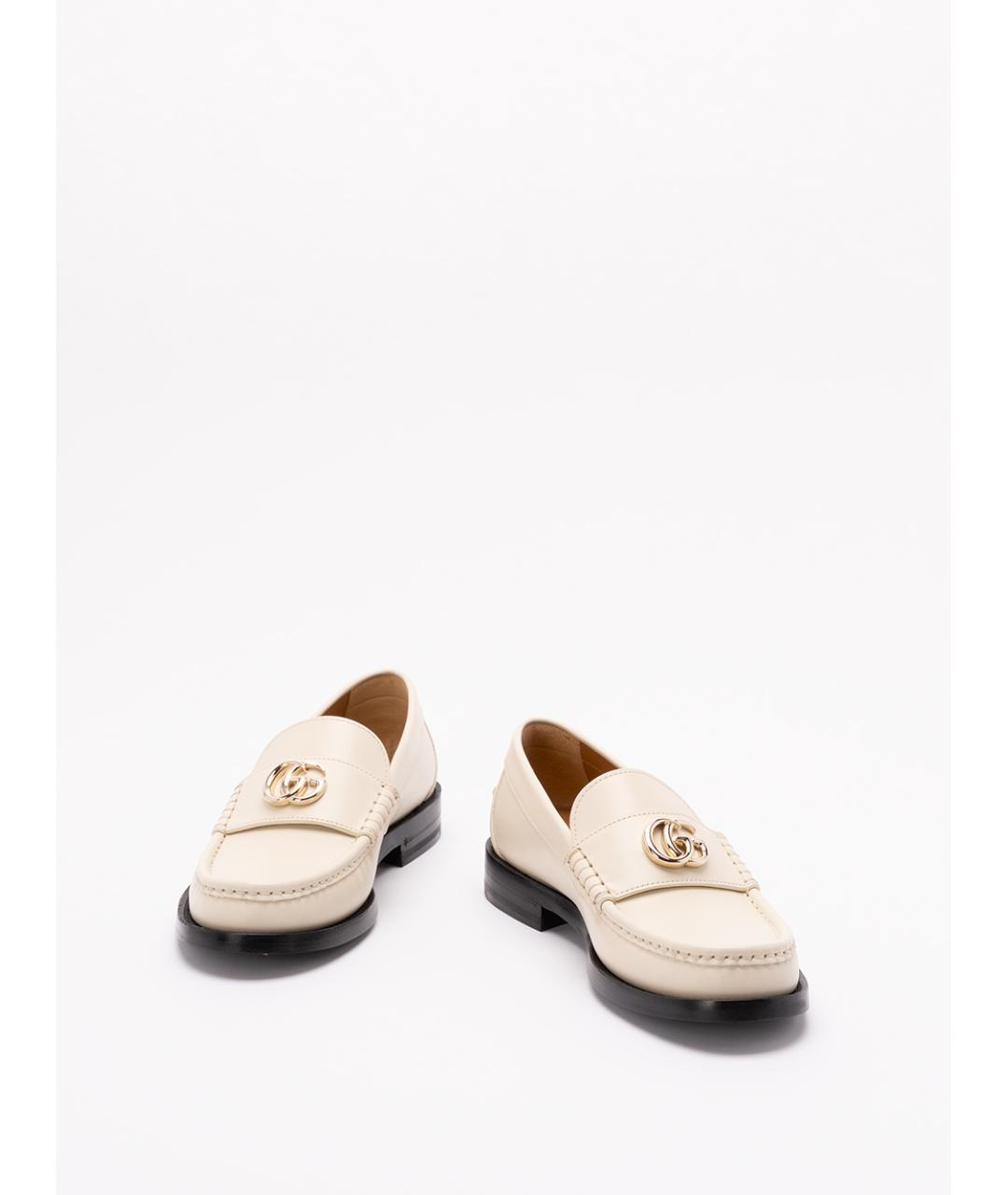 GUCCI Бежевые кожаные лоферы, фото 2
