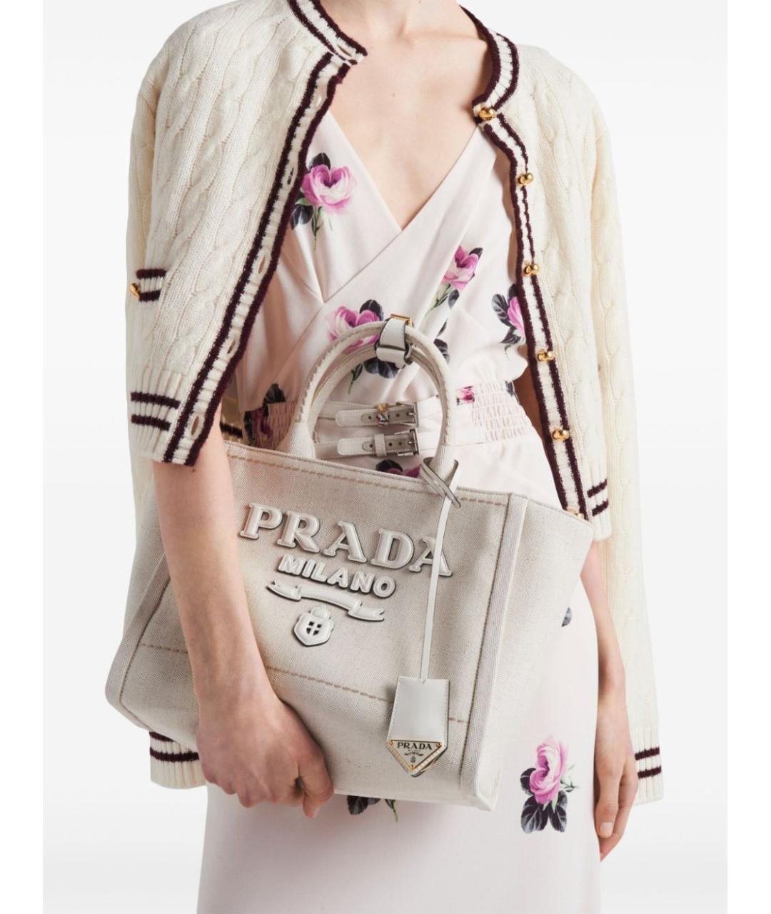 PRADA Бежевое вискозное повседневное платье, фото 3