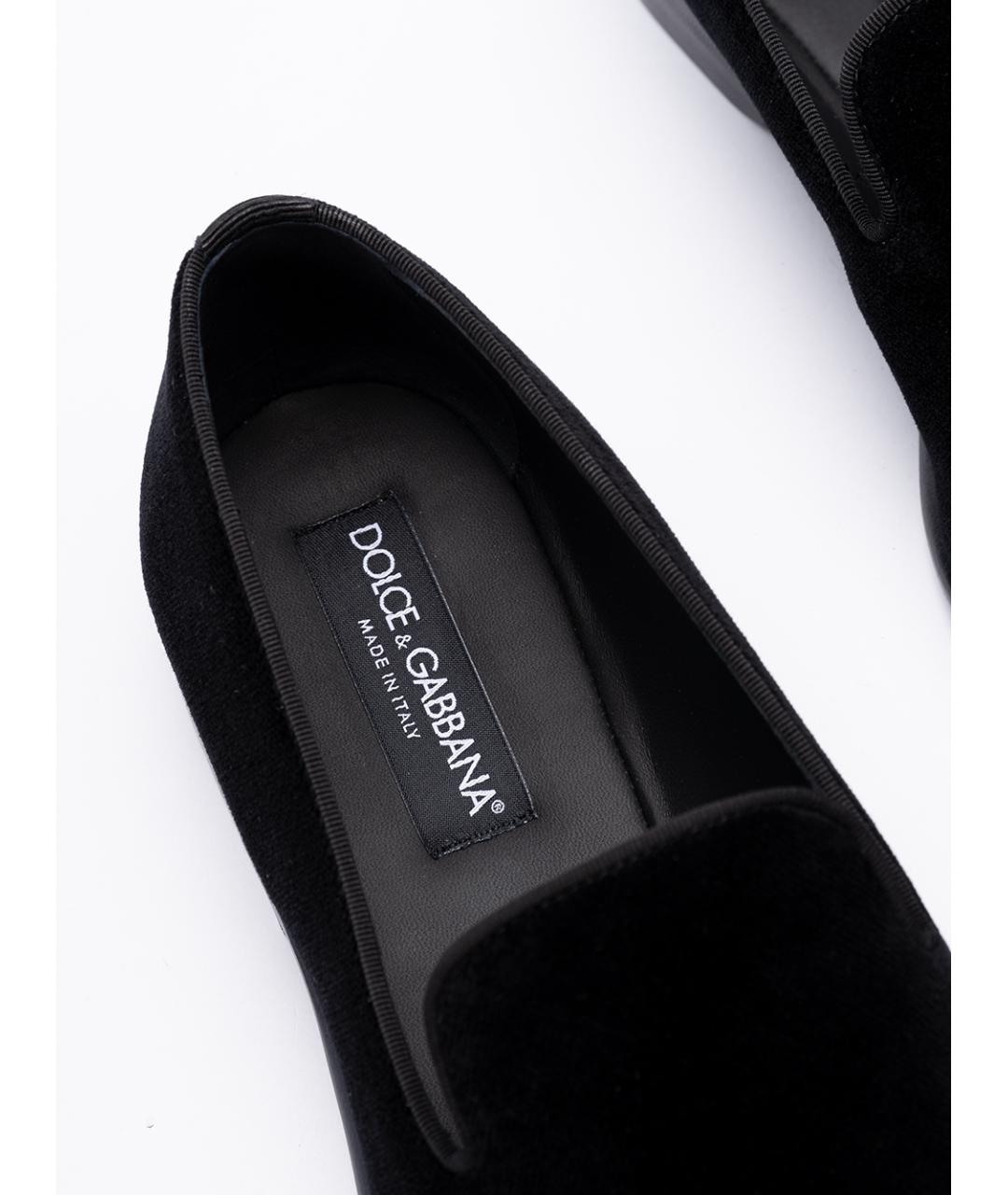 DOLCE&GABBANA Черные бархатные лоферы, фото 5