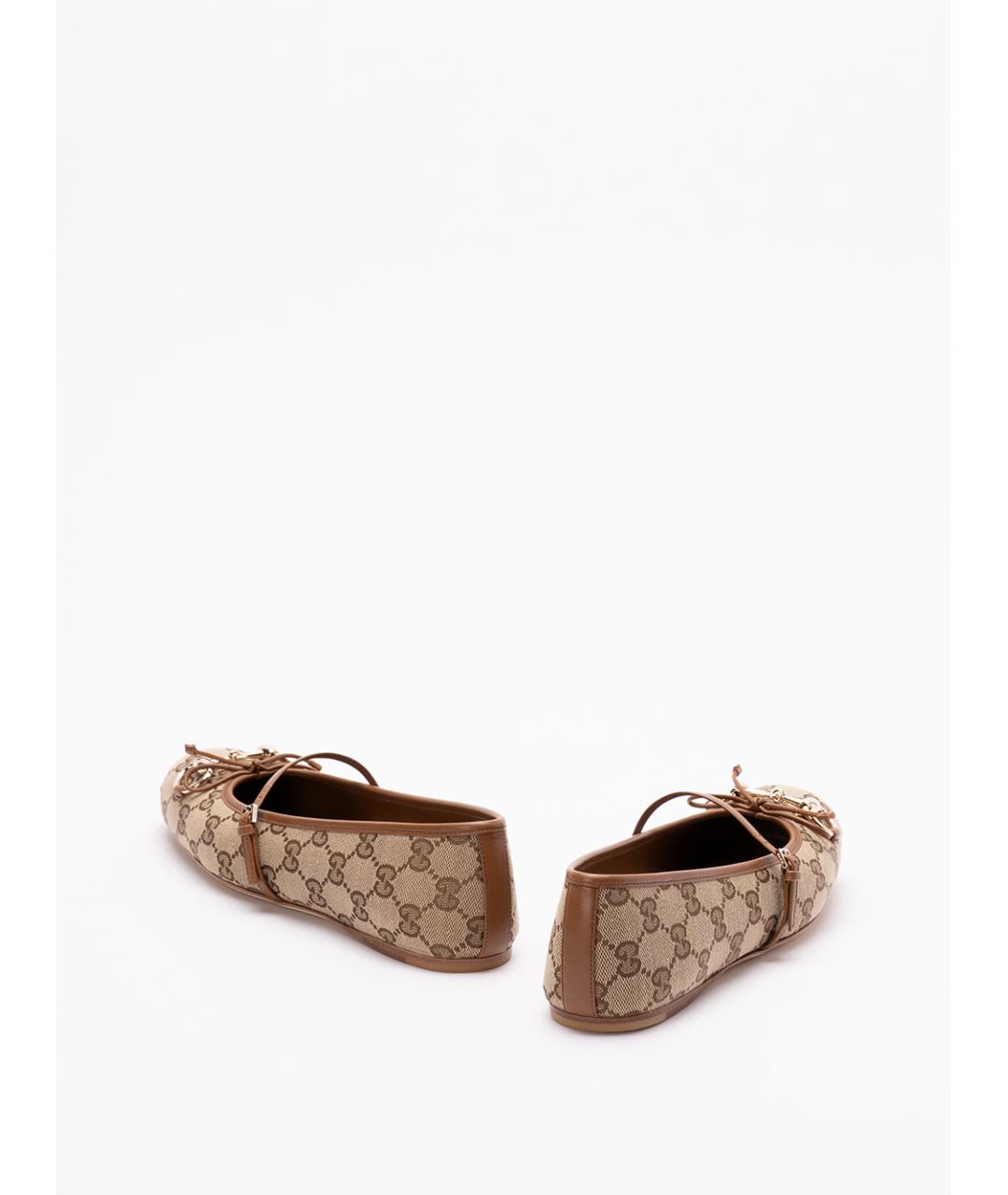 GUCCI Бежевые текстильные балетки, фото 3