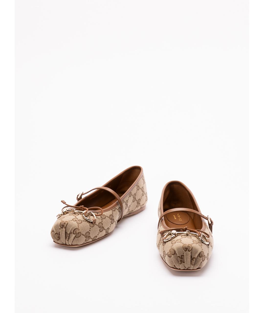 GUCCI Бежевые текстильные балетки, фото 2