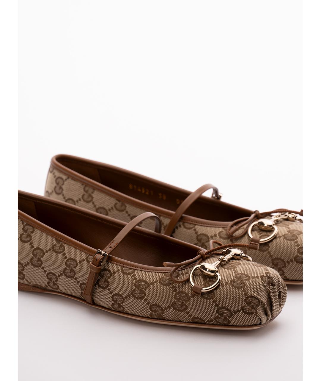 GUCCI Бежевые текстильные балетки, фото 5