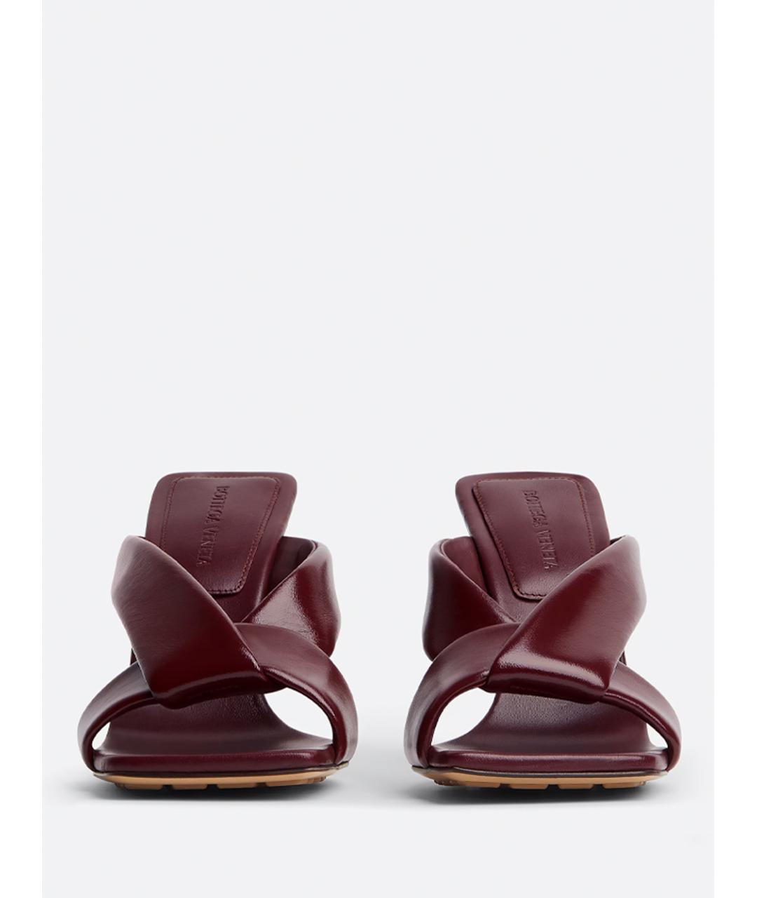 BOTTEGA VENETA Бордовые кожаные мюли, фото 2