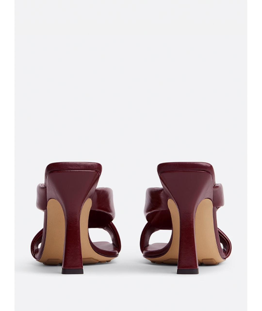 BOTTEGA VENETA Бордовые кожаные мюли, фото 3