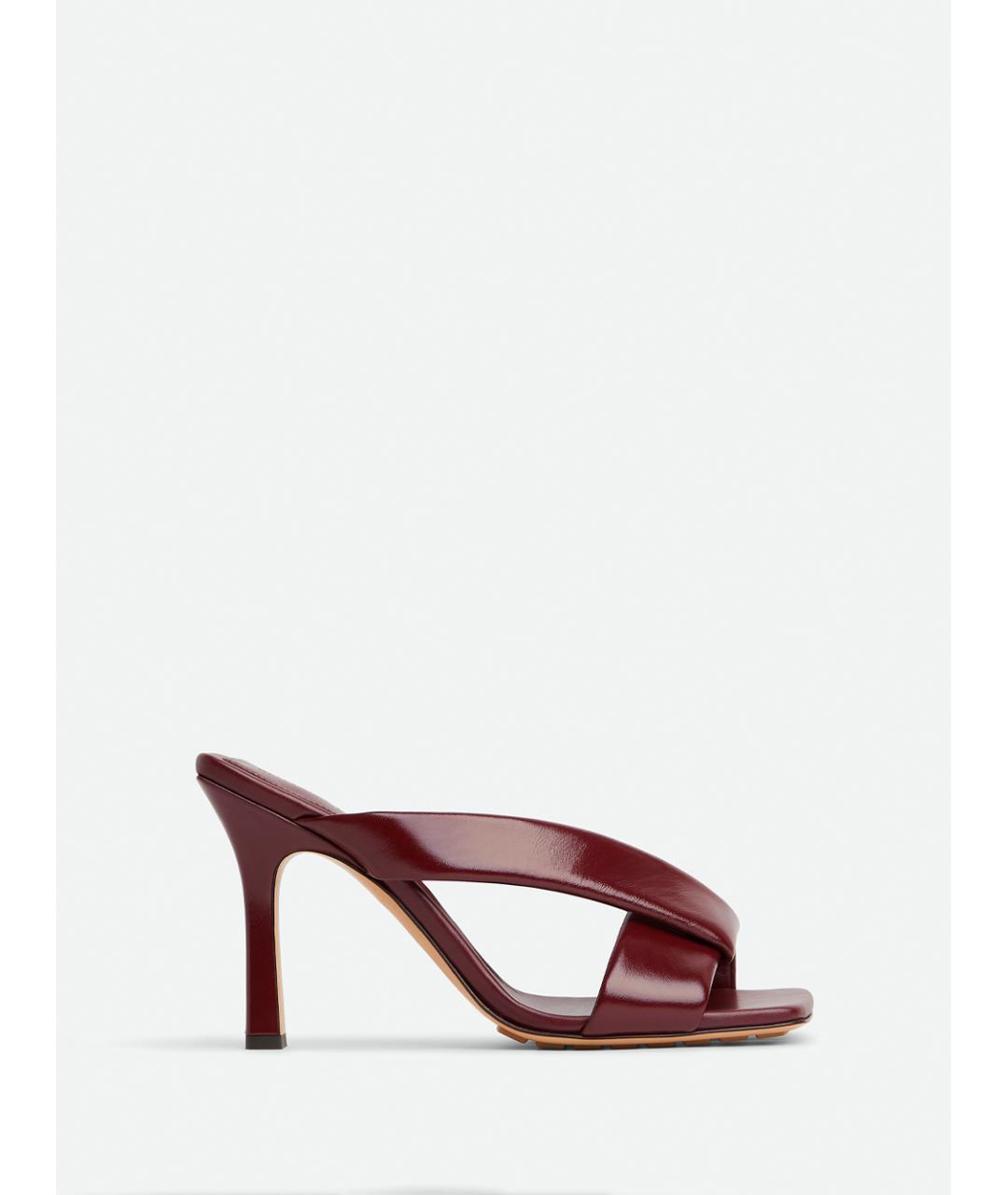BOTTEGA VENETA Бордовые кожаные мюли, фото 5