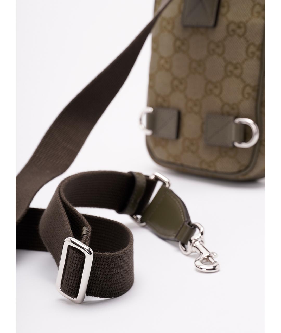 GUCCI Хаки хлопковая сумка на плечо, фото 4