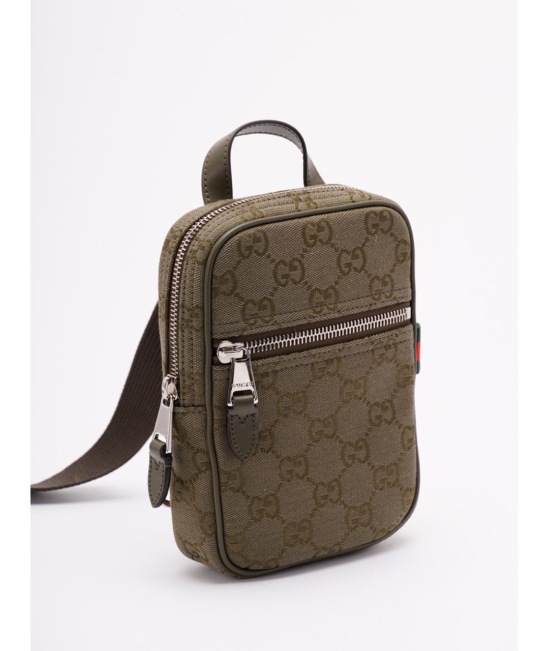 GUCCI Хаки хлопковая сумка на плечо, фото 3