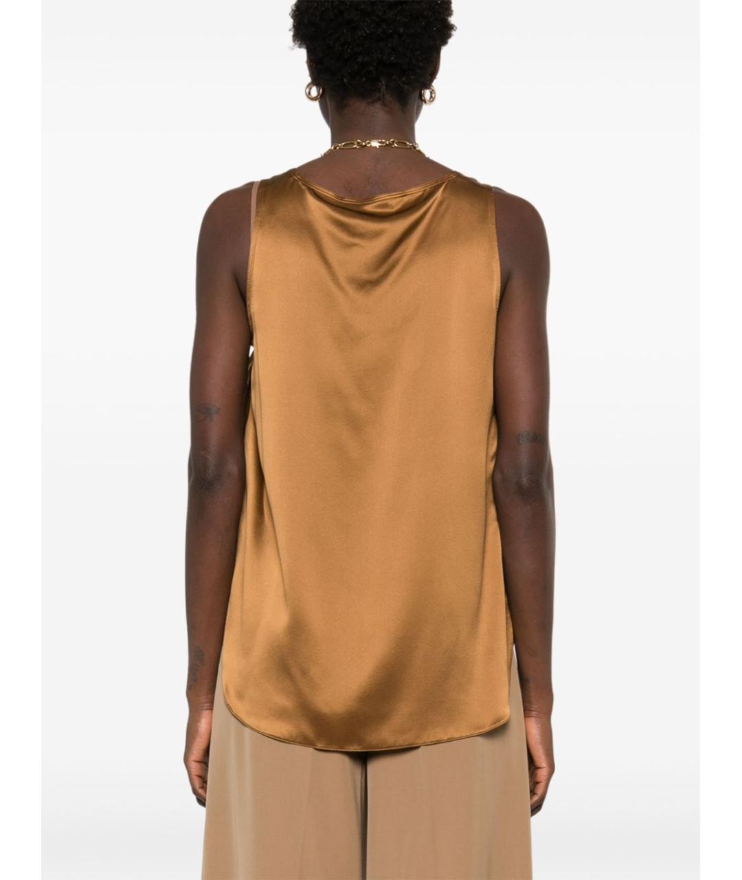 MAX MARA Горчичная шелковая майка, фото 3