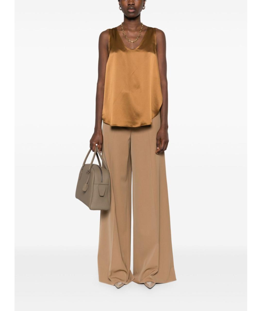 MAX MARA Горчичная шелковая майка, фото 2