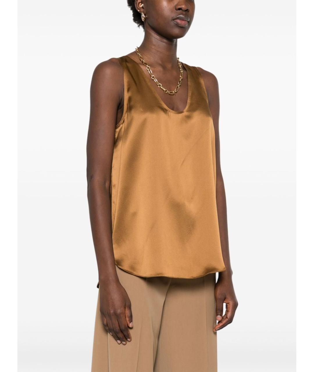 MAX MARA Горчичная шелковая майка, фото 4