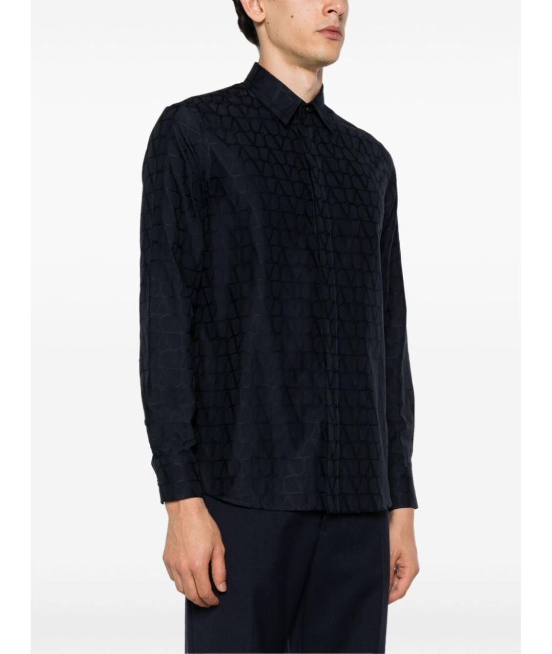 VALENTINO Темно-синяя хлопковая кэжуал рубашка, фото 3