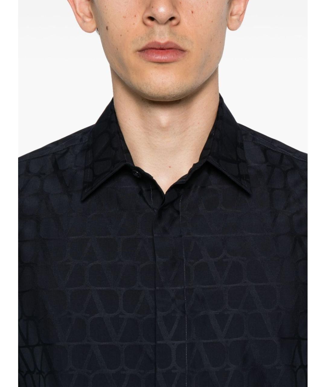 VALENTINO Темно-синяя хлопковая кэжуал рубашка, фото 5